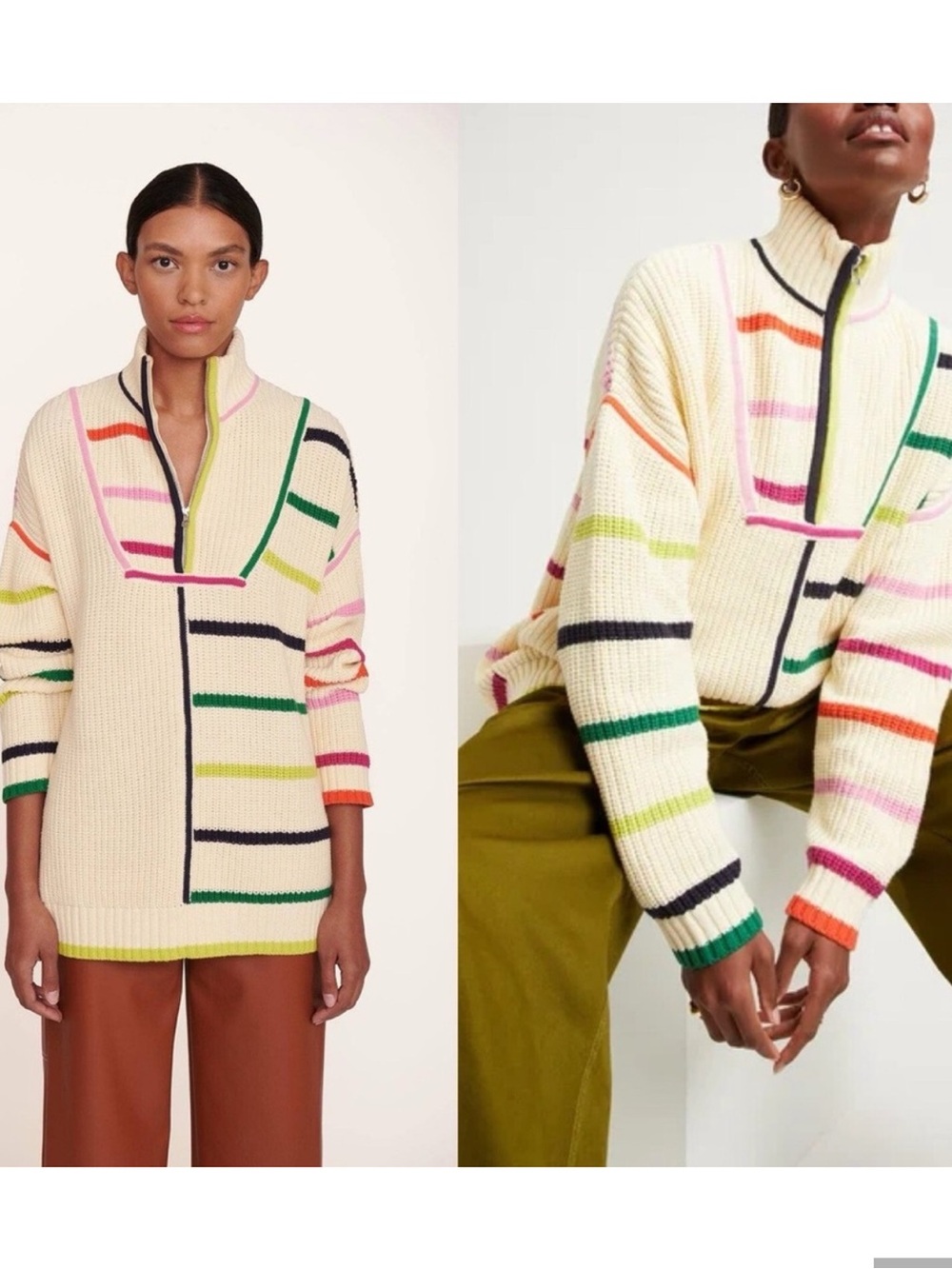 STAUD Sahara stripe Hampton sweater